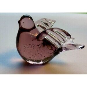 Purple Glass Bird Enesco Bullicante Hand Blown Art Glass Sommerso Colour 4in
